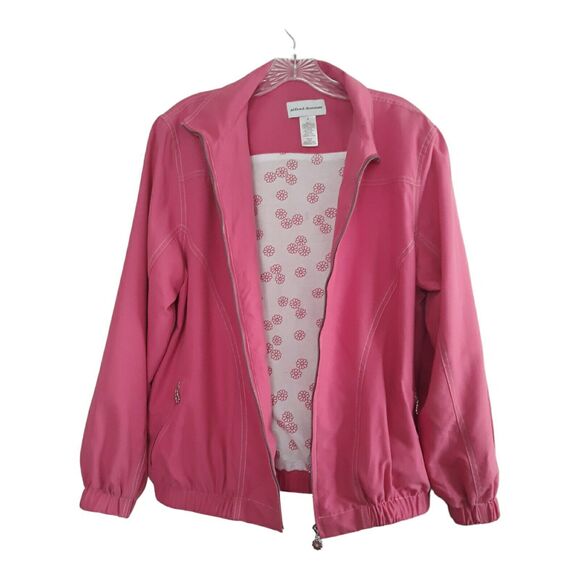 Alfred Dunner Jacket Fuchsia Pink Small Zip Daisy Charms Floral  Print Lining - Picture 3 of 13